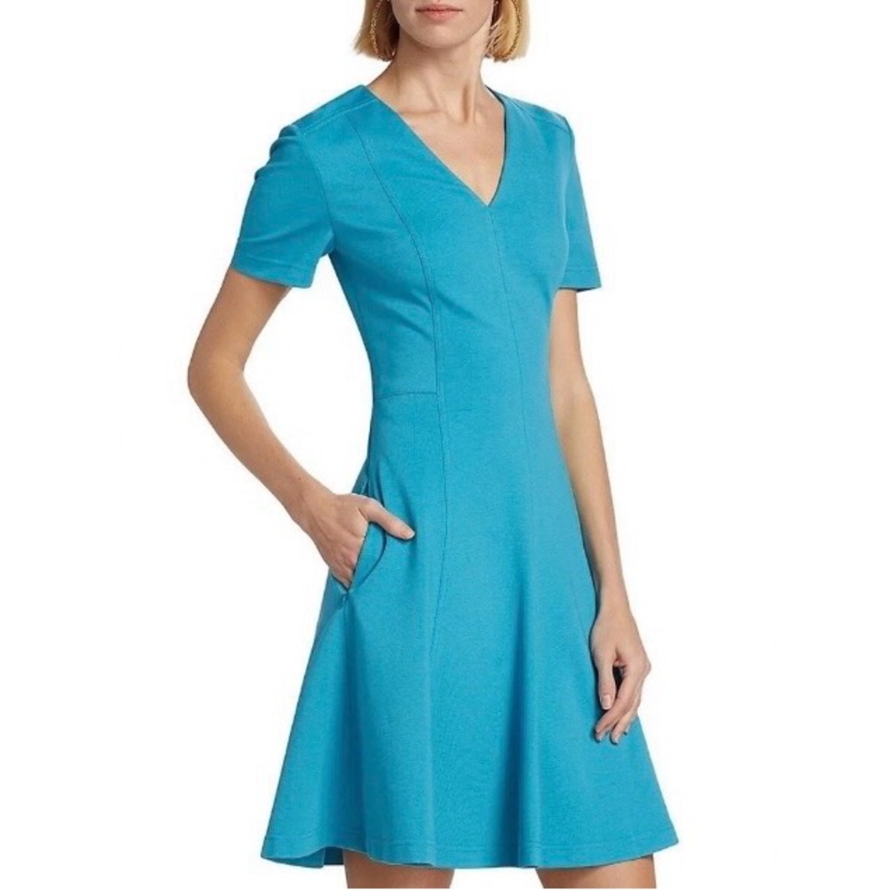 AKRIS 🩵 Pleated Fit & Flare Dress
